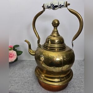 Vintage Rare Large Dutch Coal Stove Brass &‎ Copper Kettle 16' Tall